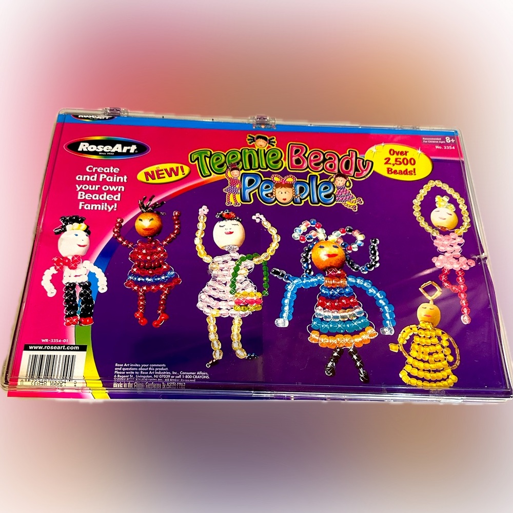 VTG Y2K ROSEART BEAD CRAFT KIT TEENIE BEADY PEOPLE DOLLS 2500 BEADS CREATE PAINT